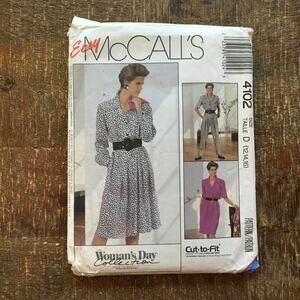 McCalls Sewing Pattern 4102 ShirtDress Jumpsuit Power Suit Womans Day 12-16UNCUT